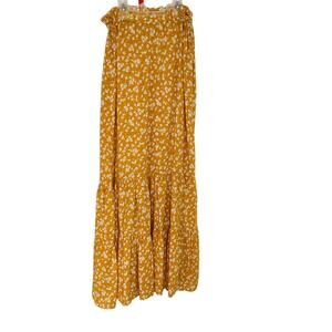 Indigo Rising Yellow Boho Maxi Floral Skirt Size Small (no belt) Bohemian